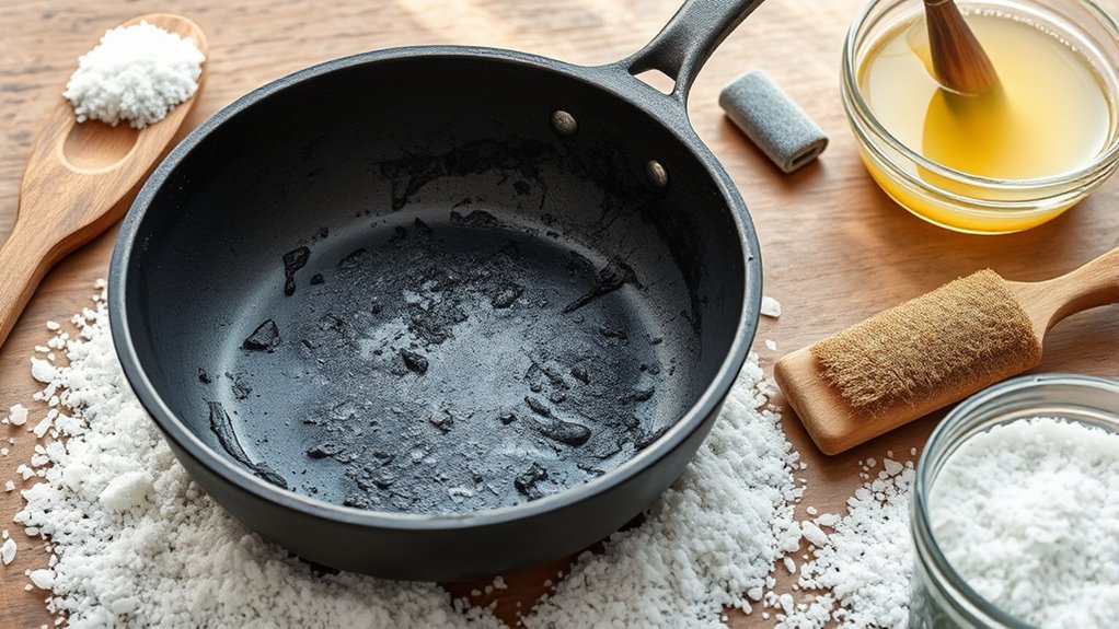 burnt carbon steel pan cleaning