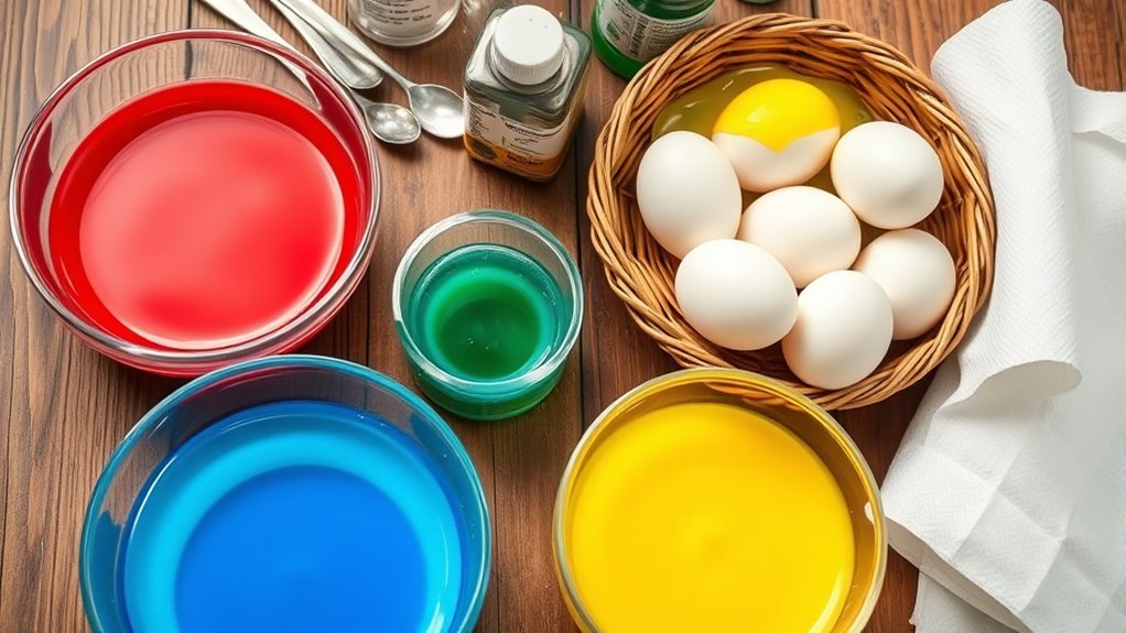 gather supplies for egg dyeing