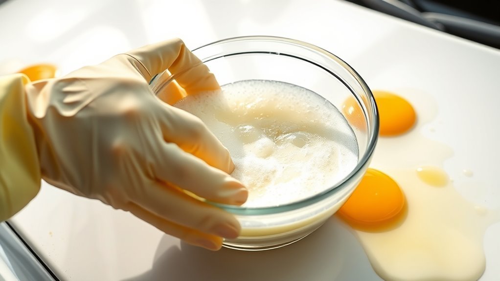 gentle egg stain cleaning