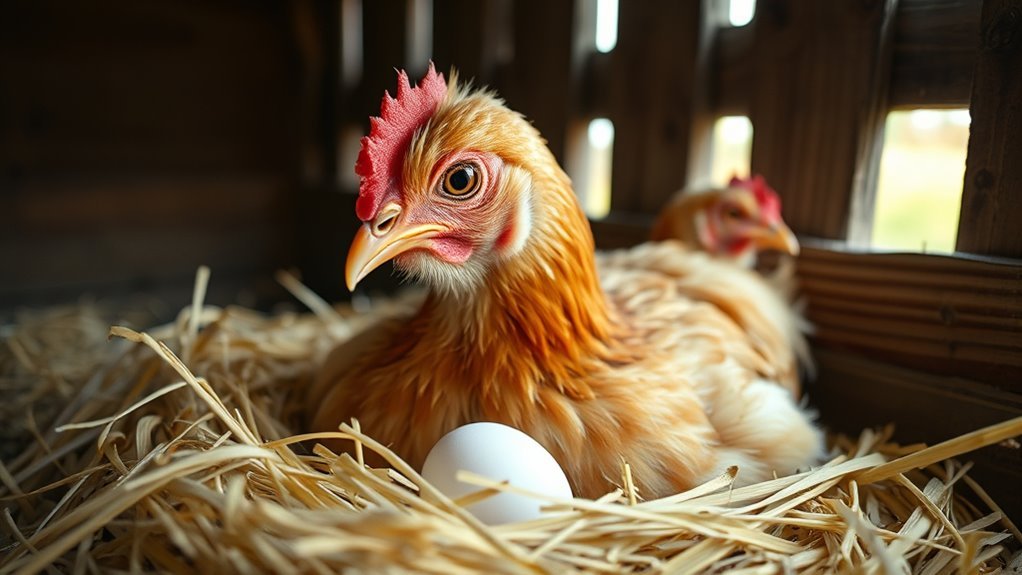 help hen during egg laying