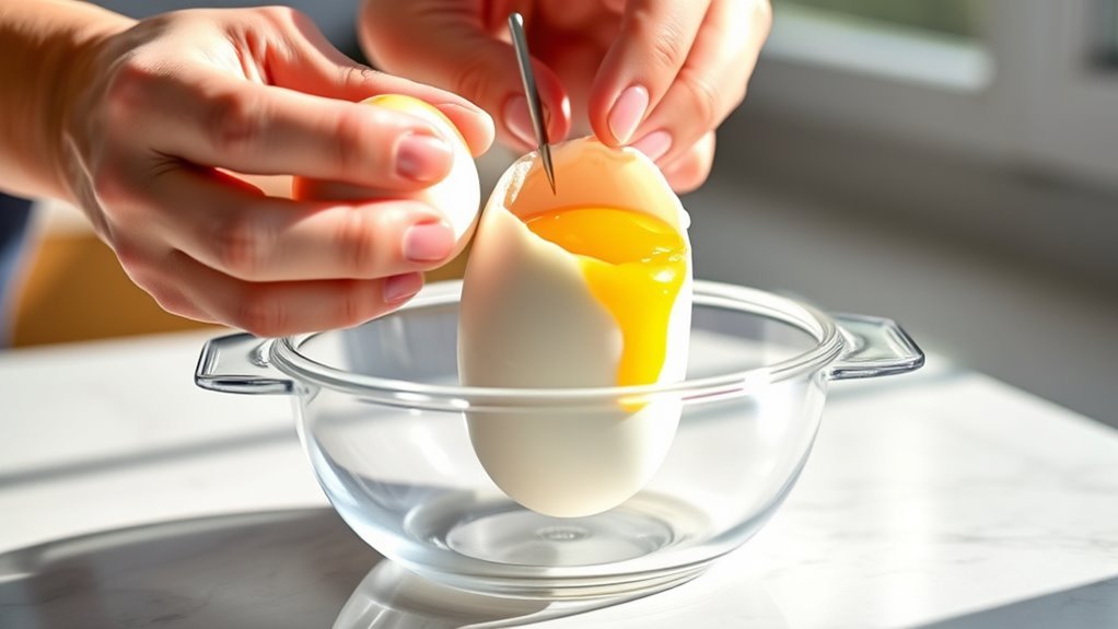 pierce yolk to prevent explosions