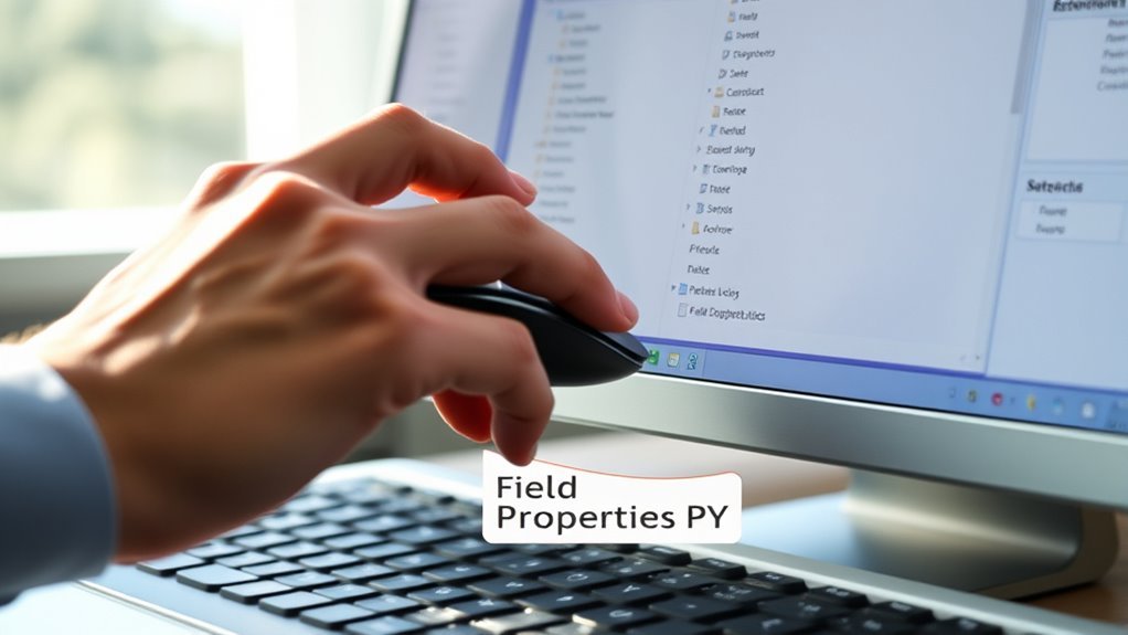 reveal field properties pane