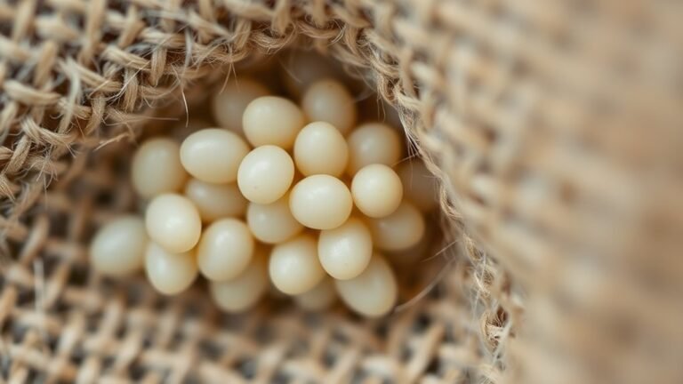 tiny oval pale eggs