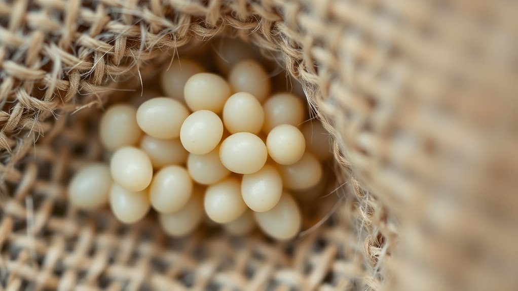 tiny oval pale eggs