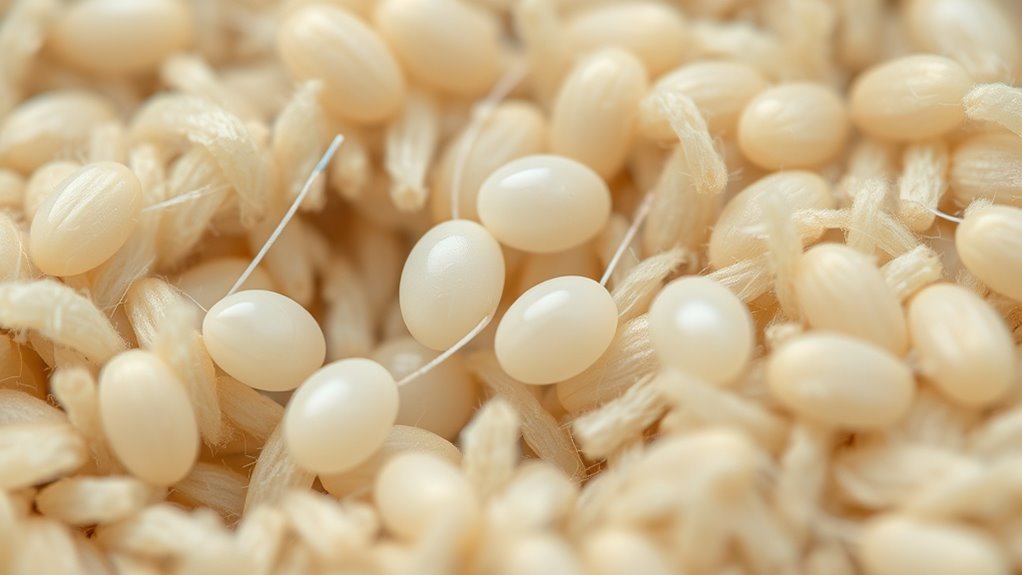 tiny white rice shaped eggs