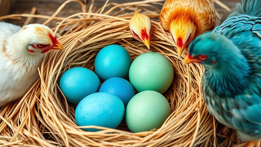 vibrant blue and green eggs