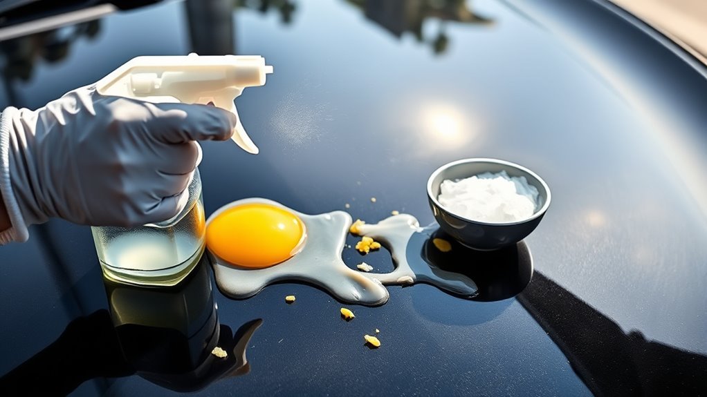 vinegar softens egg residue