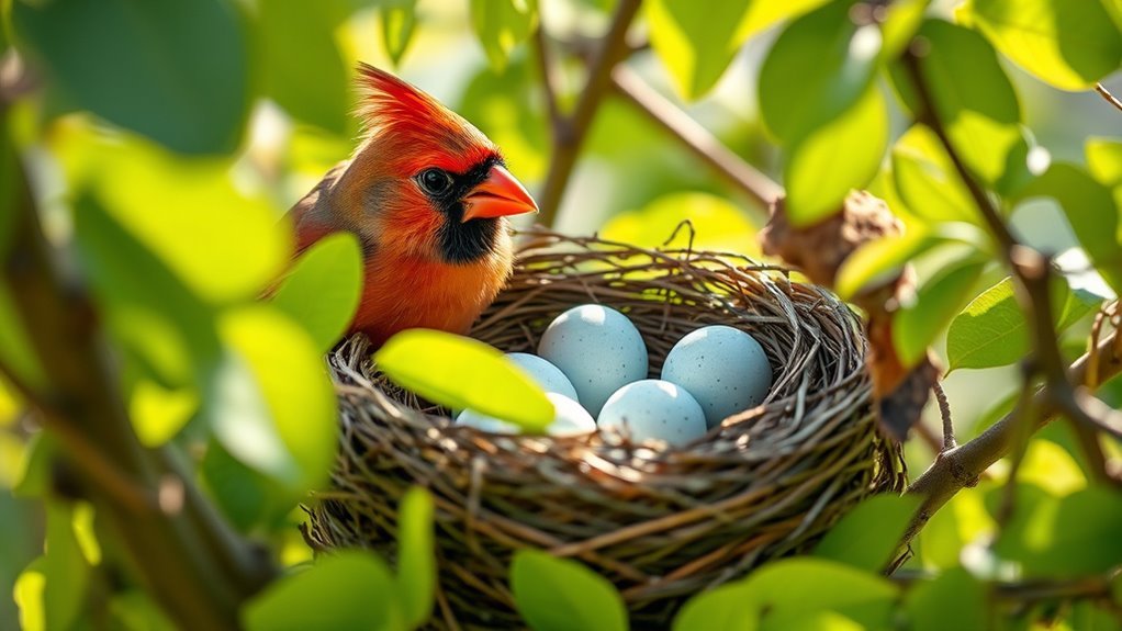female incubates male defends
