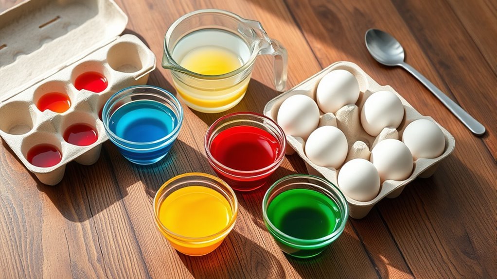 gather supplies for egg dyeing