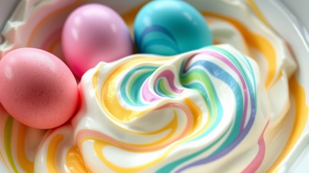 mess free marbled egg decorating