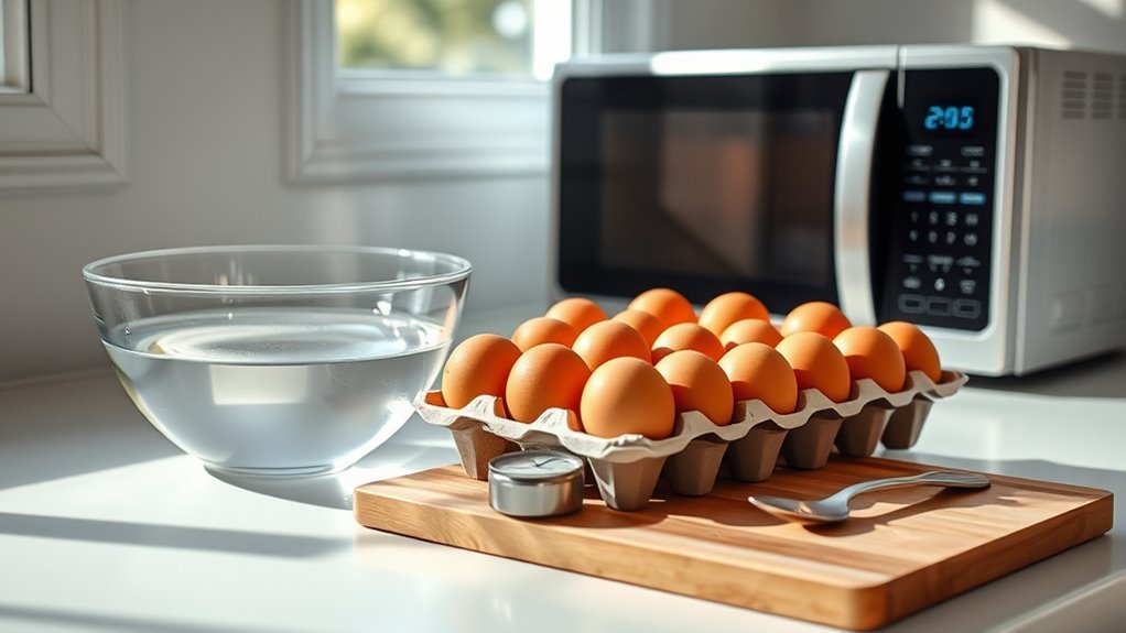 prepare eggs and tools