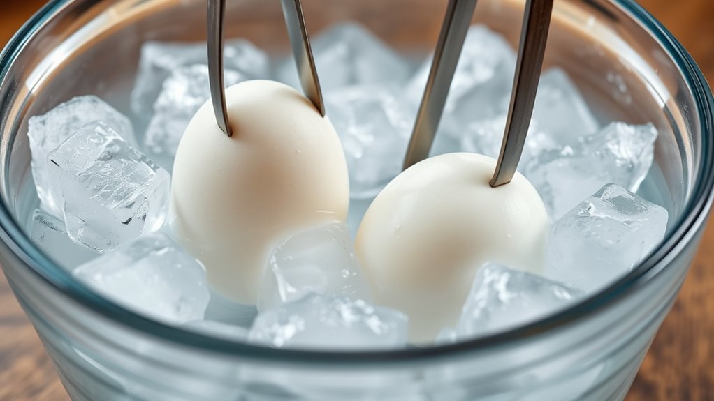 quickly cool eggs to prevent overcooking