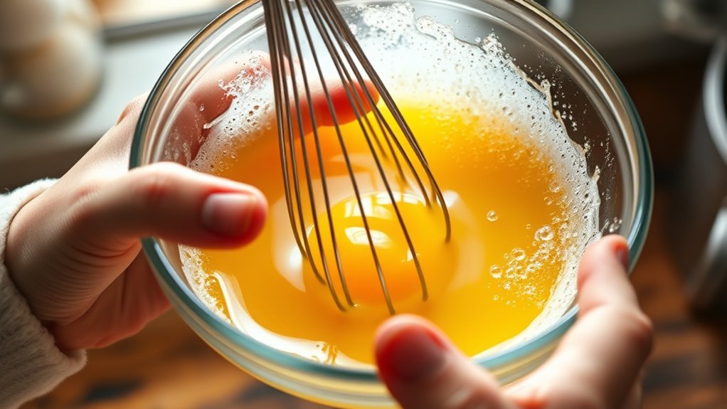 vigorous whisking creates fluffiness