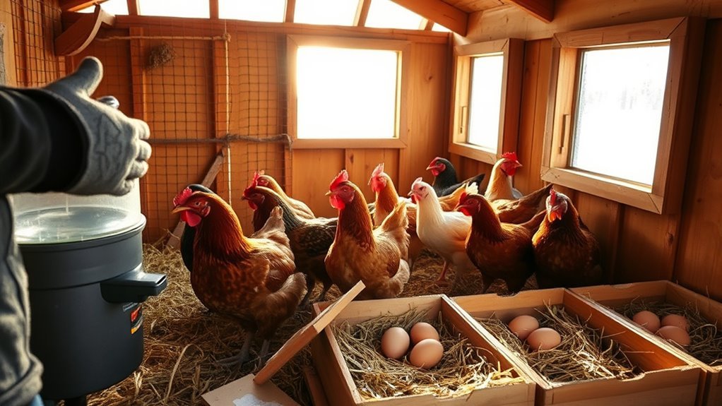winter coop insulation and lighting