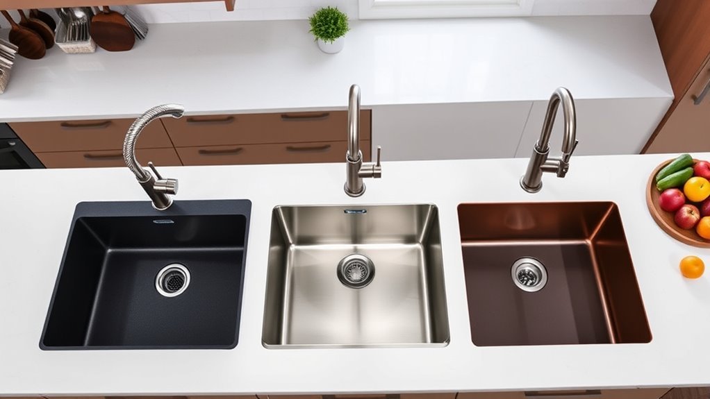 kitchen sink material size drainage